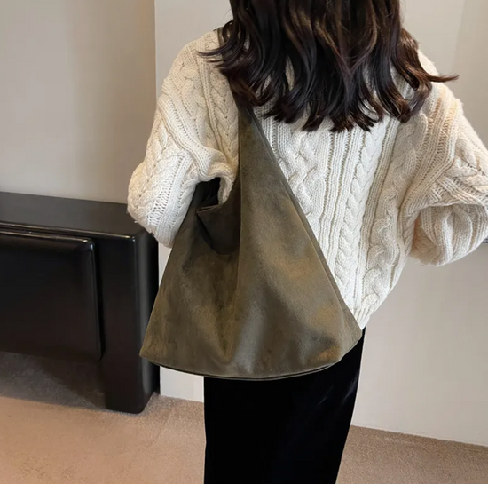 Bolso de Hombro Vintage de Ante Gran Capacidad