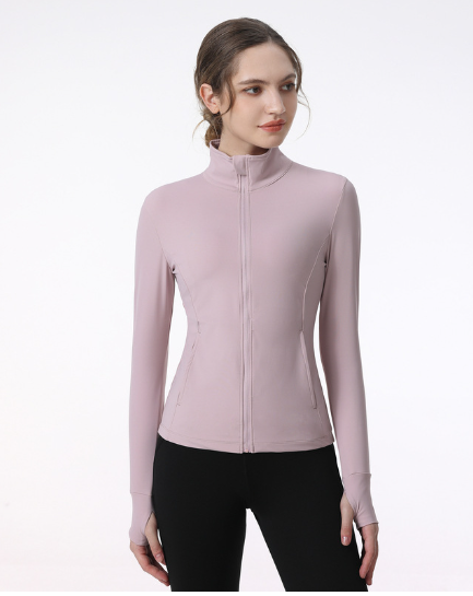 Chaqueta Deportiva de Manga Larga con Cremallera para Yoga y Running