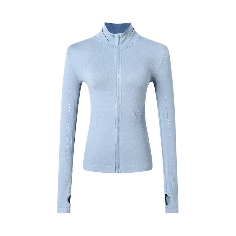 Chaqueta Deportiva de Manga Larga con Cremallera para Yoga y Running