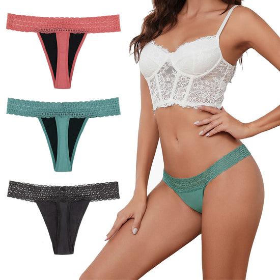 Shaperisfree Cotton Lace Period Thongs