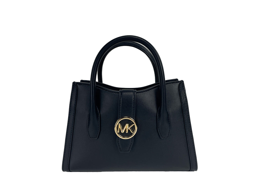 Bolso Satchel Pequeño de Piel Negro