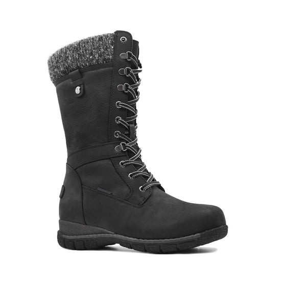 Comfy Moda Storm Black Tall Leather Winter Boots for Women