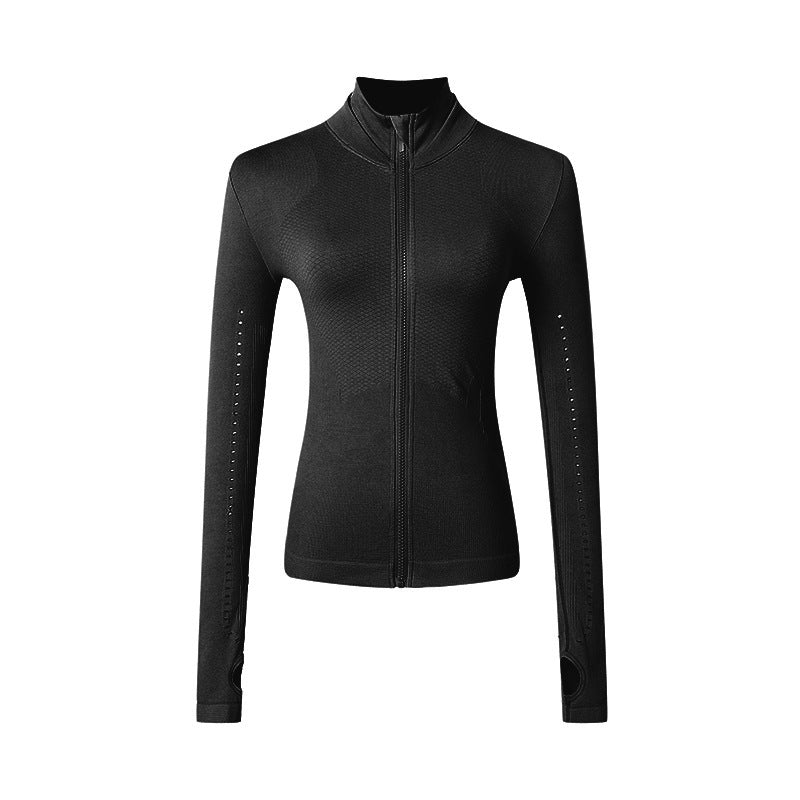 Chaqueta Deportiva de Manga Larga con Cremallera para Yoga y Running