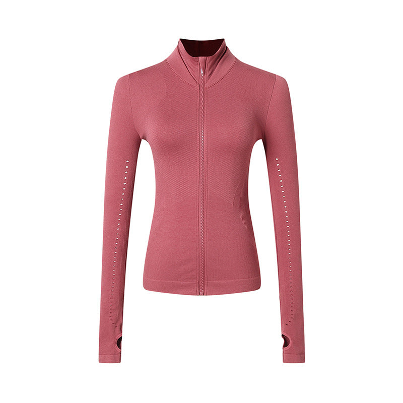 Chaqueta Deportiva de Manga Larga con Cremallera para Yoga y Running