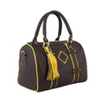 Bolso de Piel Bicolor Chocolate y Amarillo