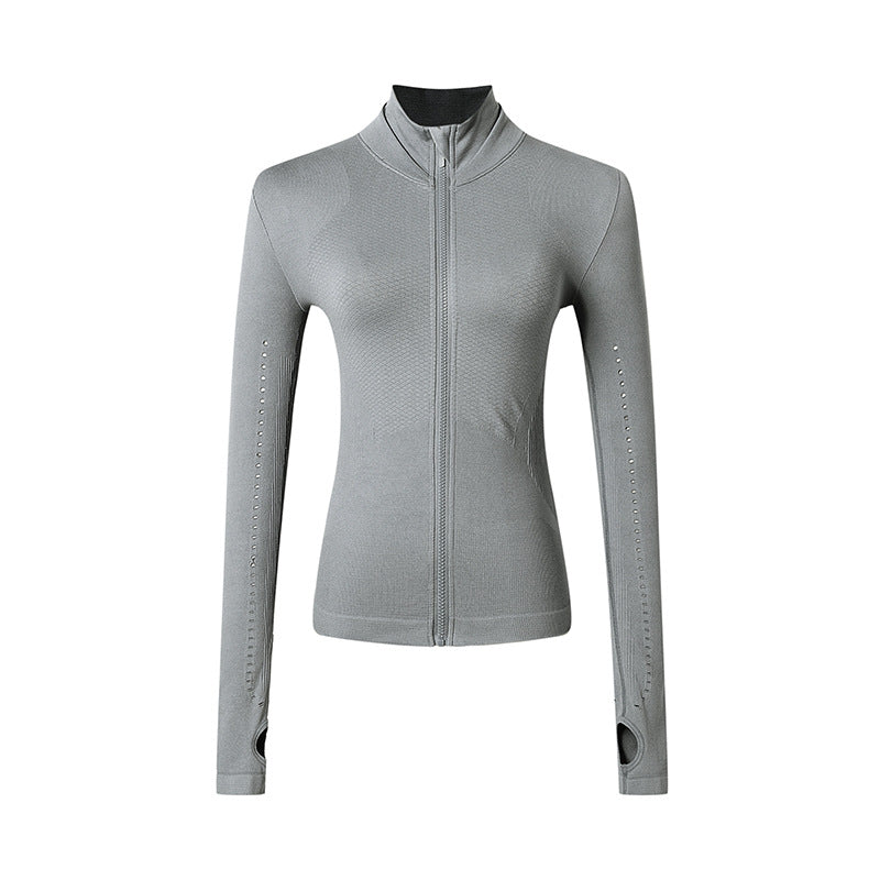 Chaqueta Deportiva de Manga Larga con Cremallera para Yoga y Running