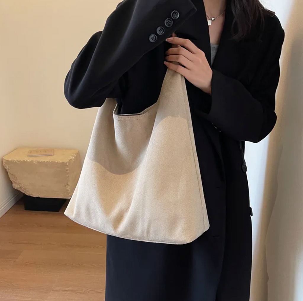 Bolso de Hombro Vintage de Ante Gran Capacidad