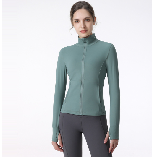 Chaqueta Deportiva de Manga Larga con Cremallera para Yoga y Running
