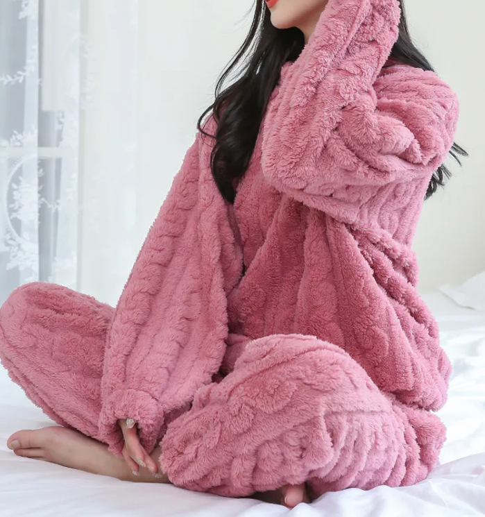 Pijama de Invierno de Terciopelo de Coral Calido