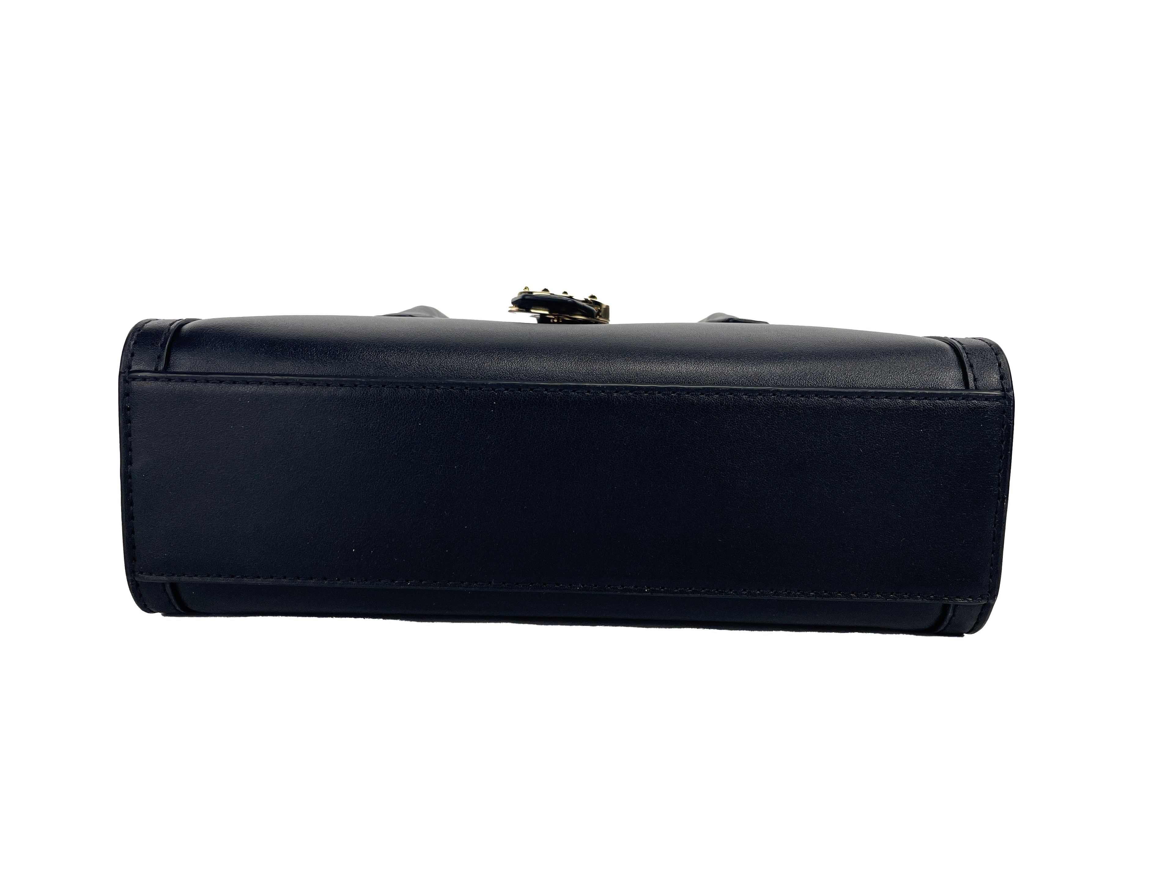 Bolso Satchel Pequeño de Piel Negro
