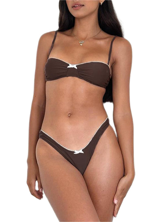 Alyweatry Y2K Floral Ruffle Bikini Set - Large