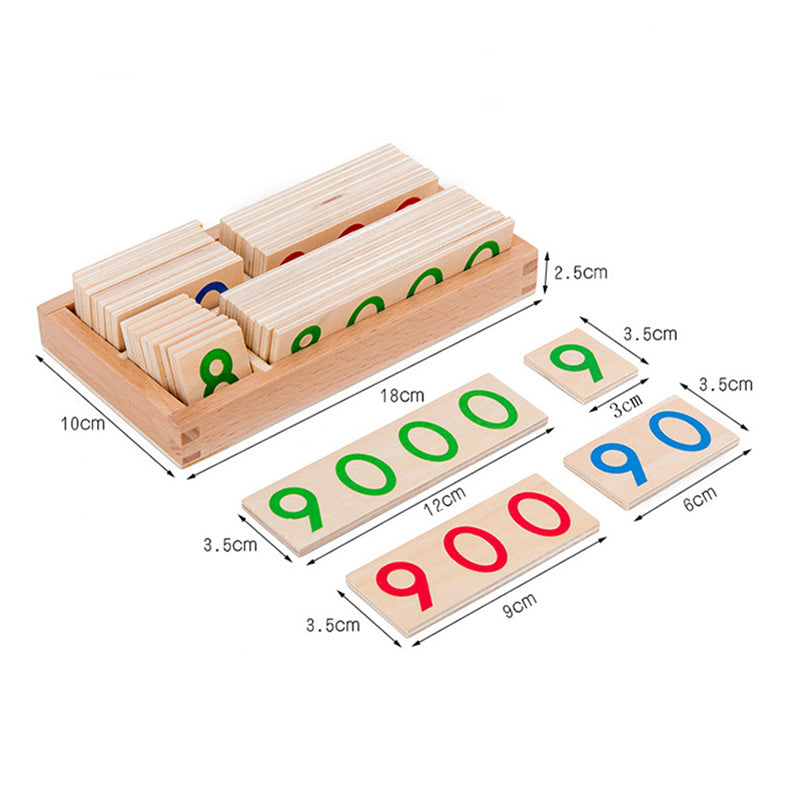 Tarjetas Numéricas Montessori de Madera 1-9999 para Niños